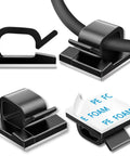 Stick On Cable Clips Pack For Office And Home Adhesive Wire Organizer Cord Holder Self Adhesive Hooks 100 Pack Black No Residue