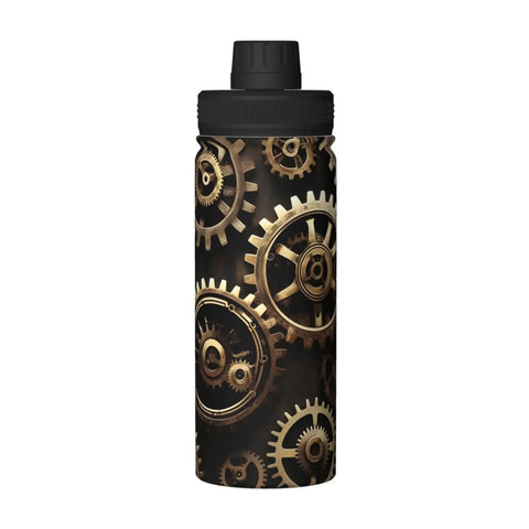 Steampunk Gears Print Insulated Water Bottle For Gym And Outdoor Adventures Double Wall Stainless Steel Hydration Bottle Keeps Drinks Hot Or Cold