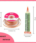 Pro Grade Desoldering Wick With Flux For Electronics Repairs 10 Ft Copper Braided Solder Wick and flux tube side by side