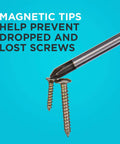 Magnetic Screwdriver Set With Precision And Full-Size Bits Phillips And Flat Head 12-Piece showing magnetic tip holding screws