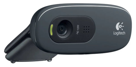 Hella Crisp HD 720P Webcam For Desktop Laptop Video Calls Recording Streaming Certified Refurbished side view with clip