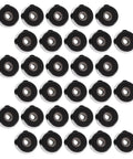Grippy Rubber Feet Pads For Furniture And Cutting Boards in black with stainless steel washers featured in a set