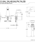 Technical diagram of Victorian Widespread Lavatory Faucet With Metal Lever Handle In Brushed Nickel dimensions and installation layout.