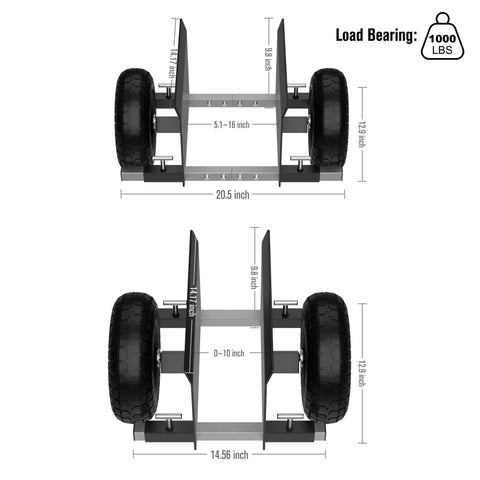 Moving Adjustable Panel Dolly With 10 Inch Solid Rubber Wheels 1000 Lbs Load Capacity Heavy Duty Material Handling For Panels Slabs Plywood Doors Granite Drywall And More Black, adjustable width diagram
