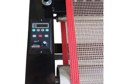Control panel of Heavy Duty Screen Printing Conveyor Dryer 220V 4800W with 5.9 ft by 25.6 in belt IR Heated for small shops.