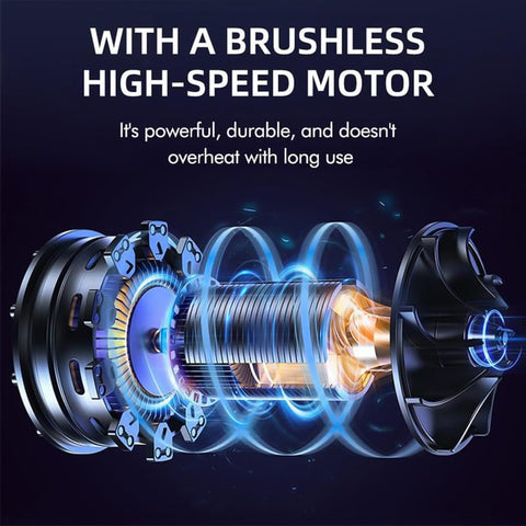 Cordless Portable Jet Blower Dual Battery Beast with brushless high-speed motor, showcasing internal mechanics.