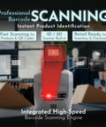 Android 14 Handheld POS With 58MM High Speed Thermal Printer And 5.5 Inch Touch Screen NFC Ready 4G 3GB RAM 32GB ROM Professional 1D 2D Barcode Scanner demonstrating fast scanning capabilities in a retail setting.