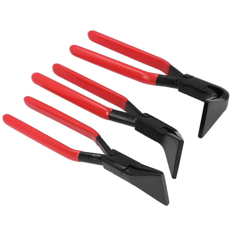 Pro Grade Heavy Duty Metal Bending Pliers Hand Seamer with adjustable jaw, shown with three jaw sizes for sheet metal bending.
