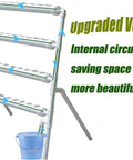 Vertical Grow Kit With 36 Sites For Leafy Greens, Four Layer PVC System With 110V Pump and blue bucket