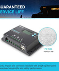10 Amp 12V and 24V PWM Negative Ground Solar Charge Controller With LCD Display on PC+ABS plastic case