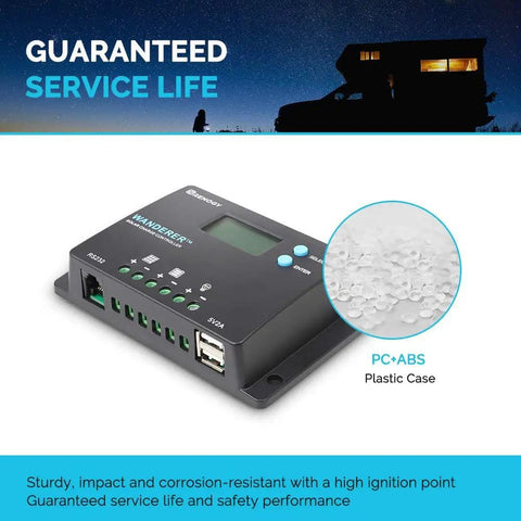 10 Amp 12V and 24V PWM Negative Ground Solar Charge Controller With LCD Display on PC+ABS plastic case