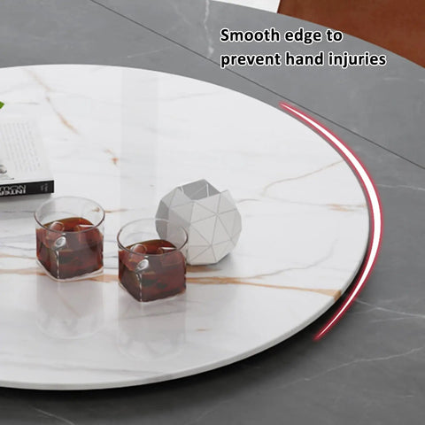 Built To Last Lazy Susan Turntable For Dining Table 360 Degree Rotating Round Marble Texture Dinner Plate with drinks and decor