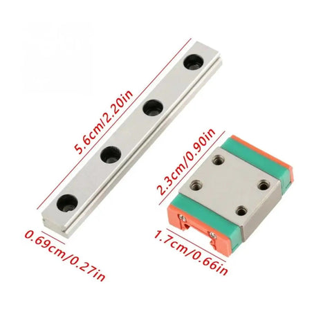 Get Smooth And Precise Motion With This High Precision Linear Guide Rail Kit Available In 40 55 Or 70mm Sizes Featuring Low Friction Slide Blocks For Easy Installation And Rock Solid Stability In Any Miniature Setup You Build. Silver linear guide rail and slide block set with measured dimensions