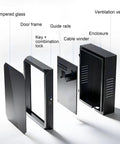 Heavy Duty EV Charger Lock Box Outdoor Wall Mount Station Enclosure With Tempered Glass Window components and details displayed.