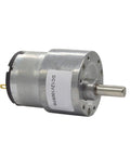 Heavy Duty Dc Gear Motor Featuring Solid Metal Gears And Pure Copper Wiring Delivers Amped High Torque Rotation At Flexible Speeds From Seven To Six Hundred Rpm Built Tough For Long Term Projects On Twelve Or Twenty Four Volts, showcasing a 12V motor with metal housing.