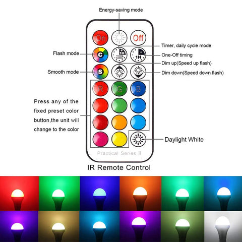 Color Changing LED Bulb With Remote Control, 10W E26 RGB Plus Daylight White 5700K, Dimmable With Memory, Mood Lighting For Home Decor, Stage, Bar And Party Vibes, 2 Pack