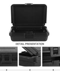 Three Piece Compact Dark Hardshell Toolbox Set Featuring Heavy Duty Waterproof Design For Engineers And Mechanics, open toolbox showcasing black interior.