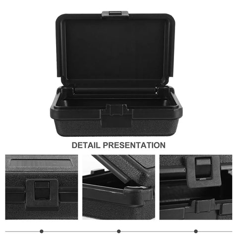 Three Piece Compact Dark Hardshell Toolbox Set Featuring Heavy Duty Waterproof Design For Engineers And Mechanics, open toolbox showcasing black interior.