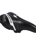 Side view of black Kids Bike Seat With Built In Parent Handle Padded Replacement Saddle For 12 14 16 18 Inch Bikes Super Comfy