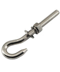 12 Piece M6 Stainless Steel Eye Bolts Kit With Nuts And Washers, Long Shank Threaded Rod Round Hook Eyelet, 304 stainless