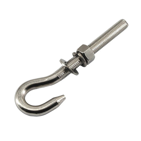 12 Piece M6 Stainless Steel Eye Bolts Kit With Nuts And Washers, Long Shank Threaded Rod Round Hook Eyelet, 304 stainless