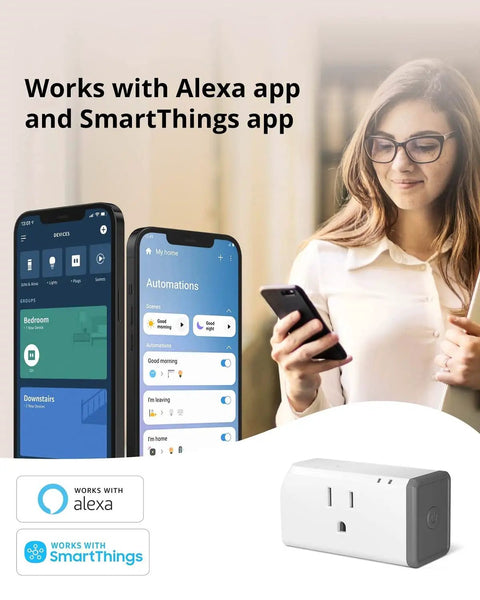 Smart Plug 2 Pack With Quick Setup And Voice Control featuring compatibility with Alexa and SmartThings apps