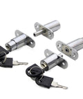 Cylinder Locks 23/32mm Tongue Door Bolt Latch For Wood Cabinets Wardrobes And Sliding Doors With Key Zinc Alloy. Image shows locks with keys.