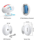 Dope Wireless Motion Sensor Door Chime With 35 Tones And Five Volume Levels, USB or battery powered, 360-degree rotation, sensor size details