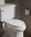 Stonewood Elongated Wood Toilet Seat With White Lid And Color Matched Hinges Built To Last Compression Molded Wood