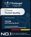 Packaging of 18 Inch Adjustable Grill Brush, tested quality by Prufengel, labeled TNTOR Grill Cleaning Brush, ranked No.1 on Amazon