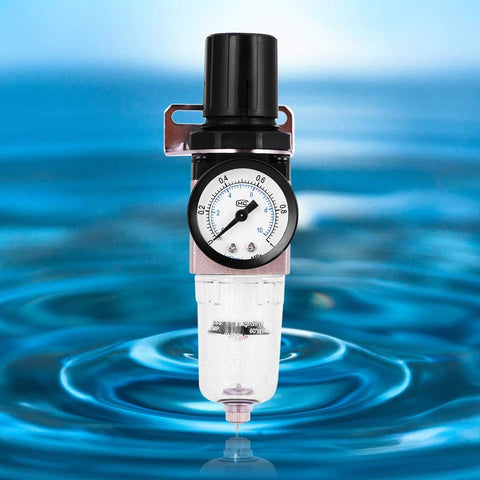 Pro Grade Air Filter Regulator AW2000-02 Aluminum Alloy With Rotary Manual Actuator for pneumatic systems against water background