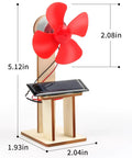 Six Solar Fan STEM Kits For Kids Ages Six To Twelve, Hands On Classroom Science Projects, red solar fan with 5.12in base and 2.08in blades