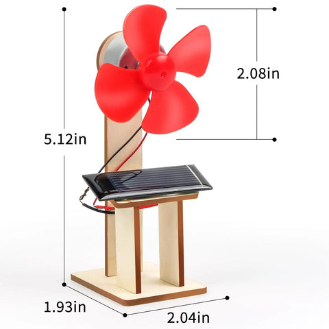 Six Solar Fan STEM Kits For Kids Ages Six To Twelve, Hands On Classroom Science Projects, red solar fan with 5.12in base and 2.08in blades