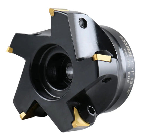 3 Inch Indexable Face Milling Cutter with 90 Degree Positive Rake, Right Hand Cut, Includes 5 TPG322 Inserts, 1 Inch Bore, Black Oxide Finish