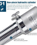 Close-up of beefy 30 ton hydraulic gear puller kit's one-piece hydraulic cylinder with chrome plating in tough case.