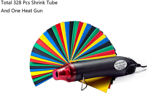 Heat Shrink Tubing Kit With Mini Heat Gun And 328 Pcs Shrink Tubes 2 To 1 Shrink Ratio For Electronics Wiring Repairs Diy Projects And Automotive Use Great For Home And Workshop Quick Fixes featuring colorful tubes.
