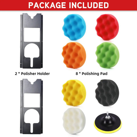Two Pack Polisher Holder Wall Mount Kit Dual Station Rack For Polishing Machines In Auto Shops Pro Grade Heavy Duty ABS