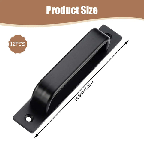 Matte Black 6 Inch Cabinet Handles Set Of 12 With Base Plate Aluminum Alloy Construction Heavy Duty Drawer Pulls
