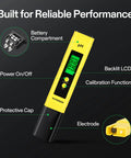 Digital pH Meter Pen Type 0.01 pH High Accuracy Tester For Hydroponics Home Drinking Water Pools And Aquariums with labels