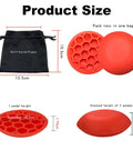 Golf Swing Training Pad Pro Grade Rubber Force Plate dimensions with bag and two red pedal exercisers for balance drills.