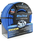 Heavy Duty 3/8 Inch Rubber Air Hose 300 Feet Long 300 PSI Ultra Flexible Pneumatic Tubing with solid brass fittings, packaged for use.