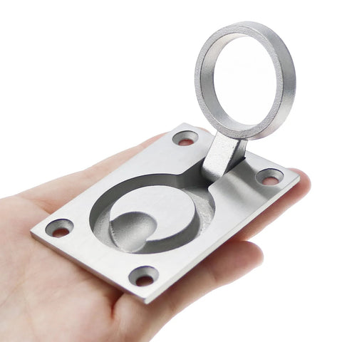 Stainless Steel Flush Pull Ring Handles 304 2 Pack Hidden Recessed Furniture Pulls For Cabinets Drawers Doors, lifting handle in hand