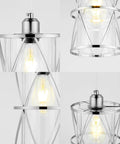 Modern Cylindrical Pendant Light With Dual Shade In Brushed Nickel And Clear Glass For Kitchen Island Sink Dining Room Bar And Foyer