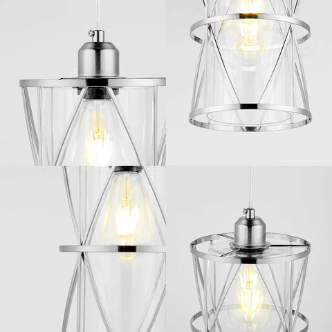 Modern Cylindrical Pendant Light With Dual Shade In Brushed Nickel And Clear Glass For Kitchen Island Sink Dining Room Bar And Foyer