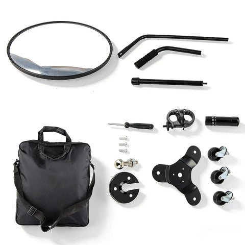 Parts of 12 Inch Under Vehicle Inspection Mirror With Light Adjustable Angle Telescoping Handle Portable Convex Search Mirror With Carry Bag Magnifying Vehicle Security Tool For Checkpoints Borders Schools And Auto Inspections Must Have