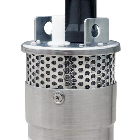 Close-up of 24V DC Submersible Deep Well Water Pump With 4 Inch Stainless Steel Shell, Solar Battery Powered, 230 Ft Lift