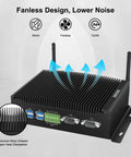 Ready To Roll Industrial Fanless Mini Pc Delivering Seamless Performance With Core I7 10510U Processor 64Gb Ram 512Gb Ssd Triple Display Output Dual Band Wireless Bluetooth Rs232 Com Ports And Windows 11 Pro with aluminum alloy chassis.