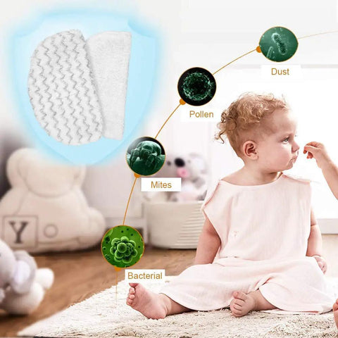 10 Pack Steam Mop Pads Replacement for Bissell PowerFresh Steam Mop with baby and allergens illustration