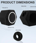 Dimensions of Chill Microphone Windshield Pop Filter With Five Sided Foam Seal showing 6.7x7.9x4.9 inches for different mic sizes.