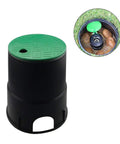 Automatic Irrigation Valve Box Cover For Garden And Lawn 6 Inch Plastic Sprinkler System Lid In Black And Green Dust Proof And Heavy Duty ABS Construction For Underground Boxes And Dust Shield No Fuss Install